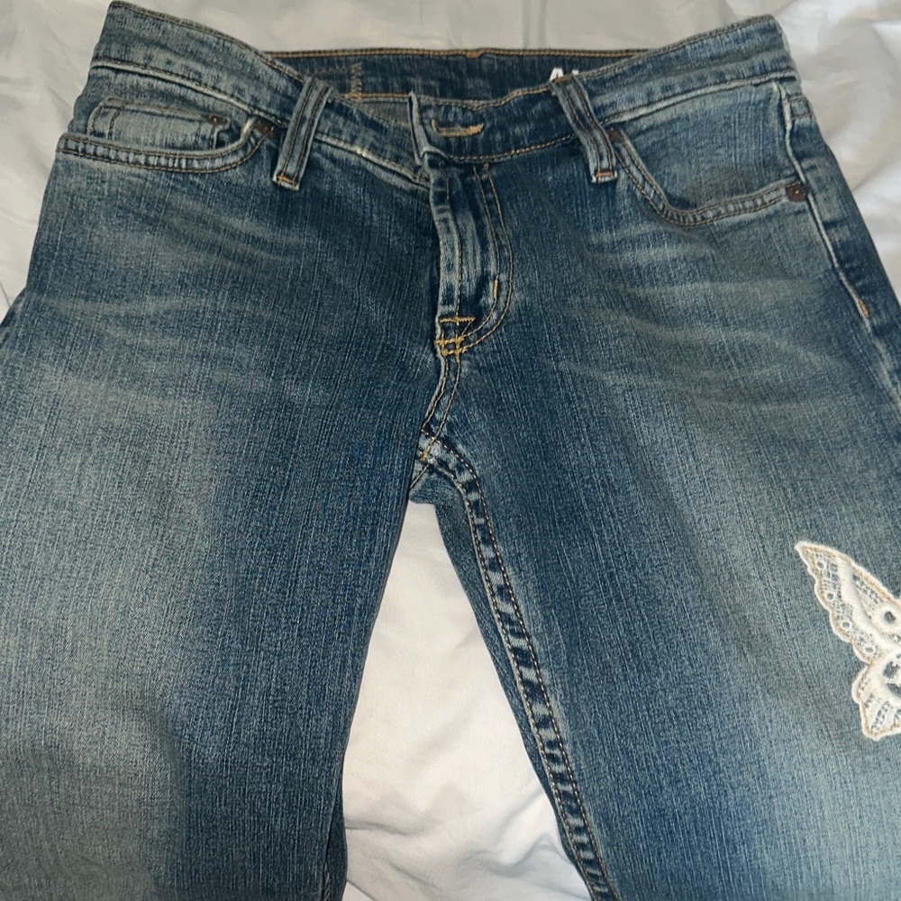 Allen B. By Allen Schwartz Blue Lace-Appliqué Flare Jeans - Picture 8 of 8
